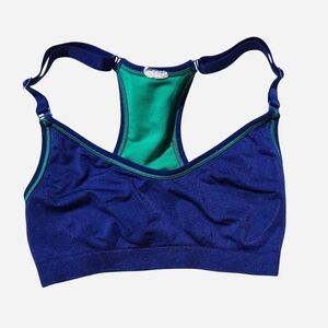 Blue and Green Women's Sports Bra